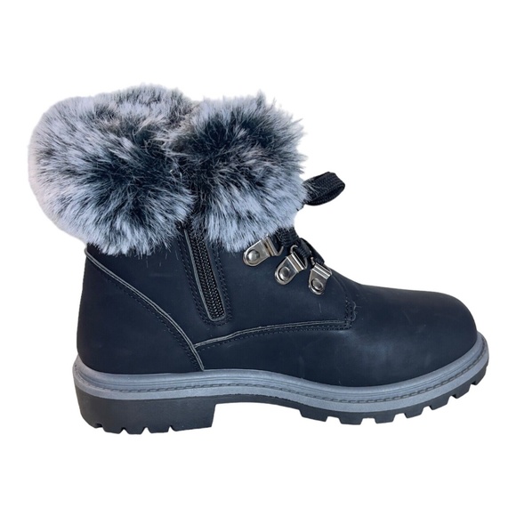 Jessica Carlyle Julio Black Faux Suede Faux Fur Trim Boot Girls Size 2 - Picture 4 of 9